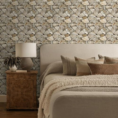 3D Peel and Stick Faux Stone Wall Panels 11.8" x 11.8" 10-Pack - color: Stone-SM-X