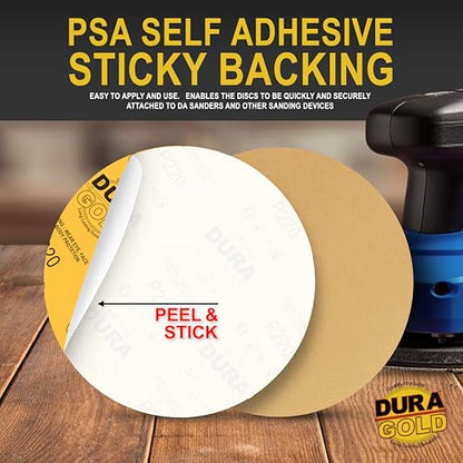Dura-Gold 8" Gold PSA Sanding Discs, 220 Grit (Box of 10) - Self Adhesive - size: 220-Grit