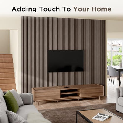 SMARTSTANDARD Wood Slat Acoustic Wall Panels 4 Pack 94"x12.6" Dark Walnut - color: Classic Dark Walnut, size: 94.5" x 50.4"