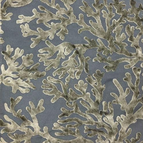 TOP FABRIC, St. Tropez - Scuba, Coral Pattern Burnout Velvet Upholstery Fabric by The Yard Latte - color: Latte