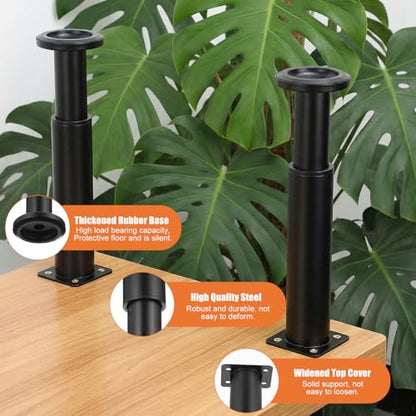 4 PCS Adjustable Furniture Legs, 7.08-13 Inch Heavy Duty Metal Support Legs for Bed, Sofa, Cabinet, Table, Black