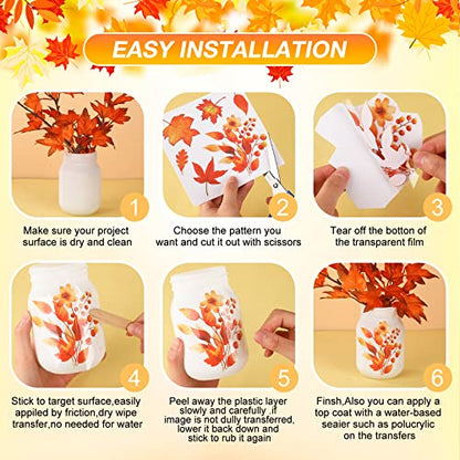 SATINIOR 16 Sheet Fall Autumn Rub on Transfer Sticker for Craft - style: Maple Leaf