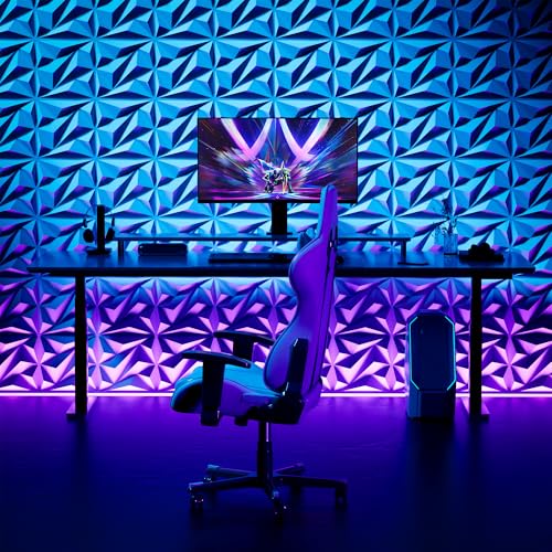 INMOZATA 3D Wall Panels, Diamond Textured PVC Accent Wall Panels - color: A_White