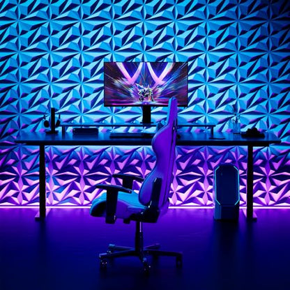 INMOZATA 3D Wall Panels, Diamond Textured PVC Accent Wall Panels - color: A_White