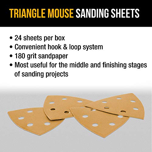 Dura-Gold Premium Triangle Mouse Sanding Sheets - 180 Grit (Box of 24) - 6 - size: 180-Grit