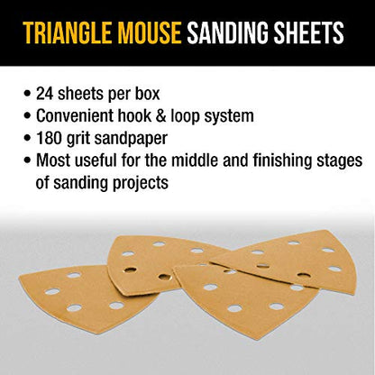 Dura-Gold Premium Triangle Mouse Sanding Sheets - 180 Grit (Box of 24) - 6 - size: 180-Grit