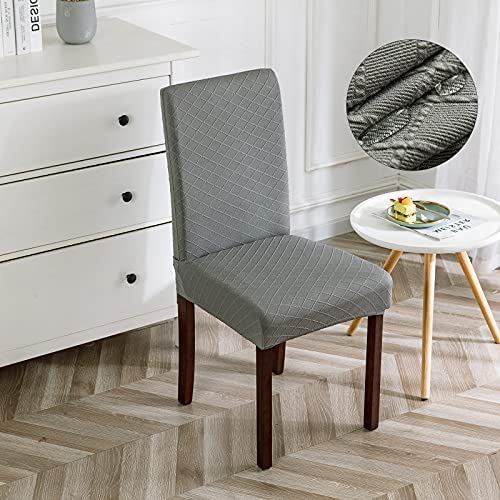 Genina Waterproof Chair Covers for Dining Room Dining Chair Covers Kitchen Parsons Chair Covers (Gray, 2 PCS) - color: Grey, size: 2 PCS