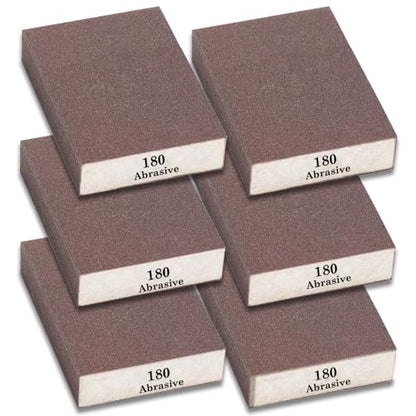 Tnisesm 6Pcs Sanding Blocks 180 Grits Sanding Sponge,for Drywall Wood Metal Washable & Reusable Sandpaper BlocksWashable and Reusable - size: 180 Grit