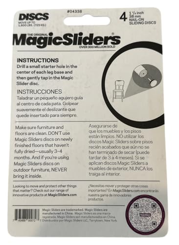 MAGIC SLIDERS 1-1/2 Inch (38mm) Round Furniture Sliders with Nail – 4 Pack | Heavy Duty Silicon Glide Pads for Wood, Tile, Carpet & Vinyl Floors | Floor Protectors for Furniture Legs