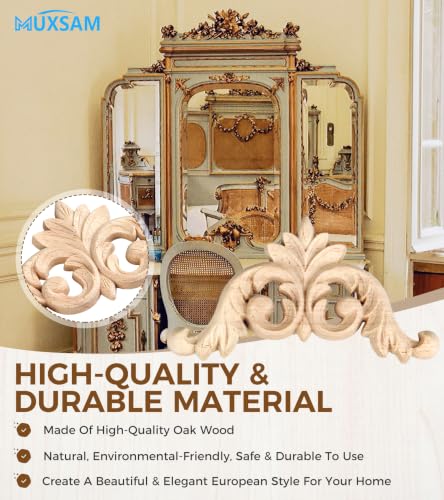 4Pcs Wood Carved Appliques Corner Wooden Carving Onlays Decals for Furniture - size: 4.72 x 4.72 inches