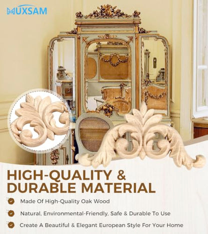 4Pcs Wood Carved Appliques Corner Wooden Carving Onlays Decals for Furniture - size: 4.72 x 4.72 inches