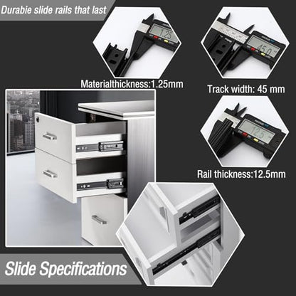 12 Inch Drawer Slide, YAOBVIS 1 Pair Heavy Duty Full Extension Ball Bearing Drawer Runners, Smooth Side Mount Cabinet Rails for Kitchen, Bathroom, Garage and Tool Cabinets - size: 12 Inch