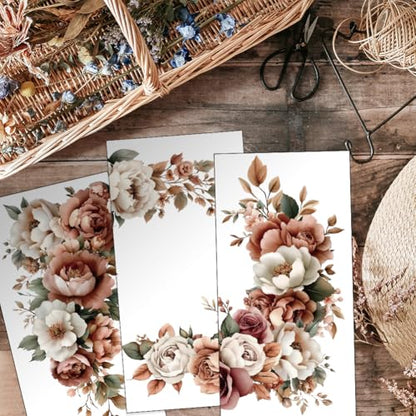 OLYCRAFT 3Pcs/Set Flower Border Rub on Transfers for Furniture and Crafts - style: Peony