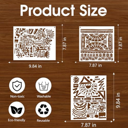 Stencils for Crafts Reusable Texture Painting Template on Wood Furniture - style: Textures