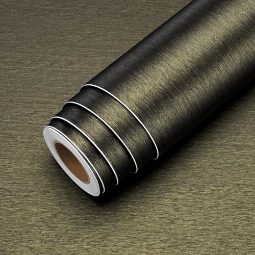 LACHEERY 16"x276" Brushed Stainless Steel Contact Paper Peel and Stick Kitchen Contact Paper Waterproof Heat Resistant Removable Bronze Metallic Peel and Stick Wallpaper Roll for Stove Fridge Film - color: 4.Bronze, size: 15.8" x 276"