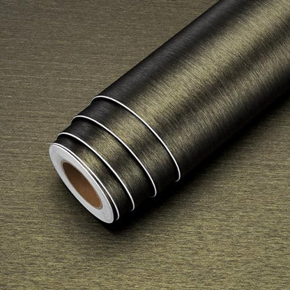 LACHEERY 16"x276" Brushed Stainless Steel Contact Paper Peel and Stick Kitchen Contact Paper Waterproof Heat Resistant Removable Bronze Metallic Peel and Stick Wallpaper Roll for Stove Fridge Film - color: 4.Bronze, size: 15.8" x 276"