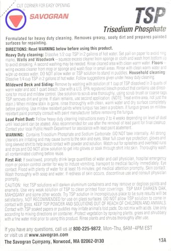 Savogran 10621 Trisodium Phosphate (TSP) 1LB (16oz) (Pack of 2) - size: 16 Ounce (Pack of 2)