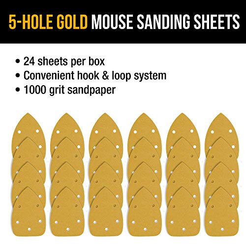 Dura-Gold Mouse Detail Sander Sandpaper Sanding Sheets, 5 Hole, 1000 Grit - size: 1000-Grit
