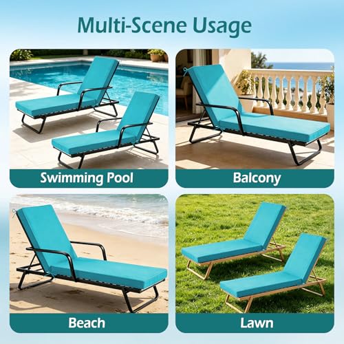 Chaise Lounge Cushions Outdoor, 72"x21"x3", Teal - color: Teal