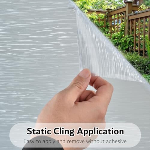 VELIMAX Frosted Window Privacy Film Non Adhesive Window Cling Removable Glass Covering Clear Water Opaque Window Film for Home Anti UV 35.4x118 inches - color: Translucent, size: 35.4"x118" (90x300cm)