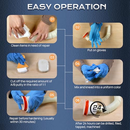 Boncart High Strength AB Epoxy Putty, 400g Steel Reinforced Repair Filler - color: 400g, White