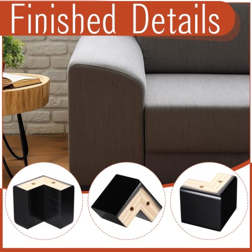 Geelin 4 Pack 4 Inch Wood Furniture Risers L-Shaped Bed Riser, Black - color: Black, size: 4 Inch
