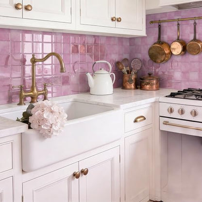 VICCI 20 Sheets Peel and Stick Wall Tile Stickers, 6" x 6" - color: Pink