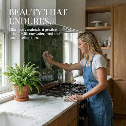 24 Sheets Sage Green 6"x6" Peel and Stick Square Tile Backsplash - color: Sage Green, size: 24 Pcs 6" x 6" x 0.05"