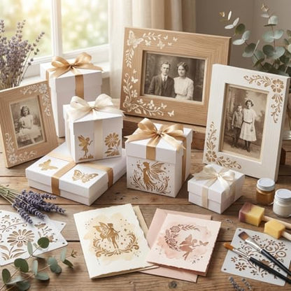 16 Pcs Fairy Stencils for Painting, Flower Wings for Journals 6 Inch - color: Fairy