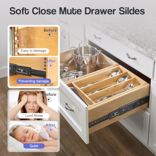 Soft Close Drawer Slides 16 Inch - Black, 1 Pair (2 Pieces) - color: Black, size: 16 Inch
