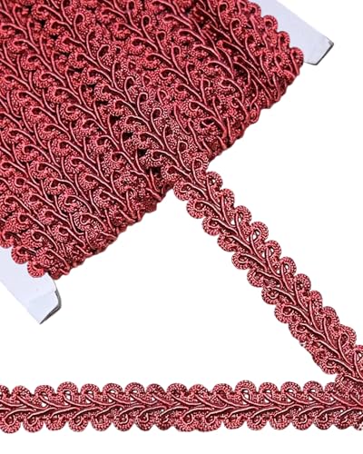 14 Yards Gimp Braid Trim,1/2 inch Gift Wrap Ribbon, Woven Fabric Lace Trim for Upholstery Costume Curtain,Lamp,Jewelry,Decorative Embellishment for Sewing Craft (Burgundy) - color: Burgundy