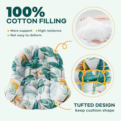 Hanging Egg Chair Cushion 47x35x7 Inches Waterproof Yellow-Green Leaf - color: 4#