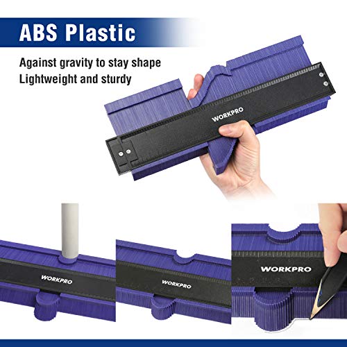 WORKPRO Contour Gauge Tool, Angle Measuring Ruler Set with 10-Inch Gauge