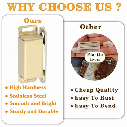 Alise Magnetic Cabinet Latch Cabinet Door Catch Clasps Gold,4 Pcs - color: Gold, size: 1-Small Size