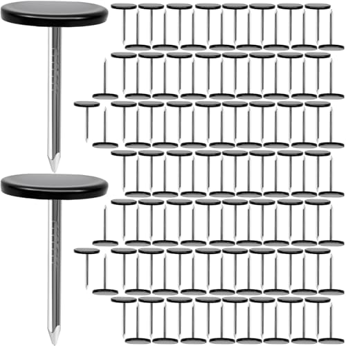 120pcs Flat Head Thumb Tacks for Wall, Black, 0.4" x 0.6" - color: Black, 120pcs