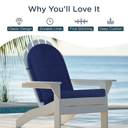 Codi Large Rocking Chair Cushion for Adirondack Chairs, Navy, 1 Pack - color: Navy, size: 20"x20"/20"x28" - Jumbo 1PK