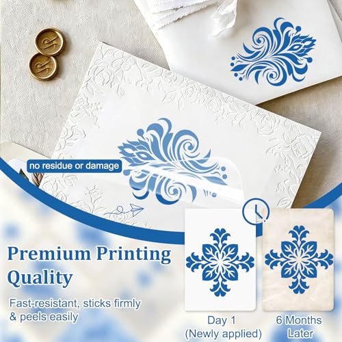WANDIC 3 Sheets Rub On Transfer Stickers, Blue and White Porcelain Damask Decals Waterproof Stickers for Albums Furniture,15 * 30cm - color: Blue and White Porcelain Pattern