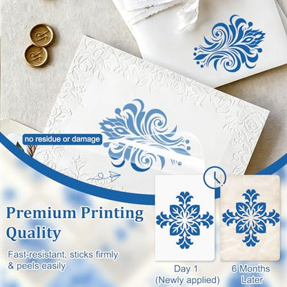 WANDIC 3 Sheets Rub On Transfer Stickers, Blue and White Porcelain Damask Decals Waterproof Stickers for Albums Furniture,15 * 30cm - color: Blue and White Porcelain Pattern