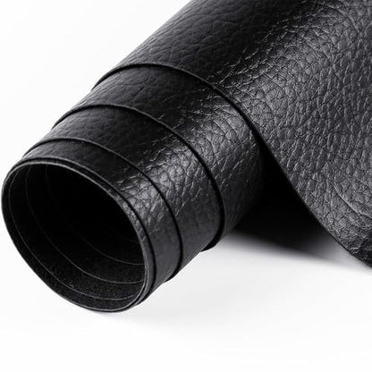 ANMINY Vinyl Fabric by the Yard, 54" W 0.7MM Faux Leather, Black 5 Yards - color: Black, size: 5 Yards
