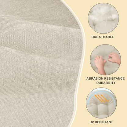 Rocking Chair Cushion - Chenille Fabric, High-Density Sponge, Durable Comfort Non-Slip Bottom Tufted Seat Pads with Ties, Chenille︱Cream, 44x19x4 inch - color: Cream