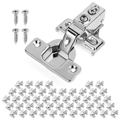 Mousike 50 Pack (25 Pair) Soft Close Cabinet Hinges, 1/2 Overlay Soft Close Hinges for Kitchen Cabinet, Stainless Steel, Built-in Damper, 100 Degree Opening Angle, 6 Way Adjustment - color: Silver, size: 50 Pack