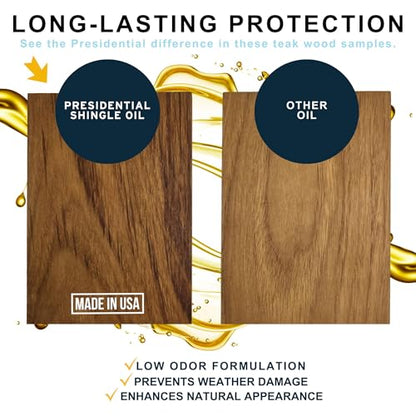 Presidential Shingle Oil - Indoor & Outdoor Wood Sealer for Protection of Wood Surfaces - Reduces Weathering - Low Odor - Enhances Natural Appearance - Made in USA (1 Gallon) - size: 1 Gallon
