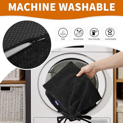 5 PCS Glider Rocker Replacement Cushions with Storage Side Pocket, Luxuriy Chenille Fabric Foam & Microfiber Filling, Thickened & Supportive Rocking Chair Cushion Set, Black - color: Black
