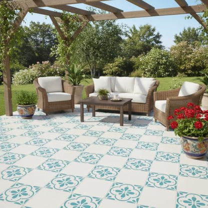 2-Pack 12" x 12" Large Reusable Floor Tile Stencils for Painting, Boho