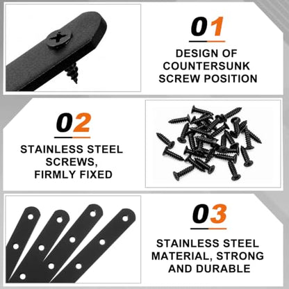 Zonon 20 Pcs Black Flat Mending Plate 12" Stainless Steel Bracket - color: Black, size: 12 Inch
