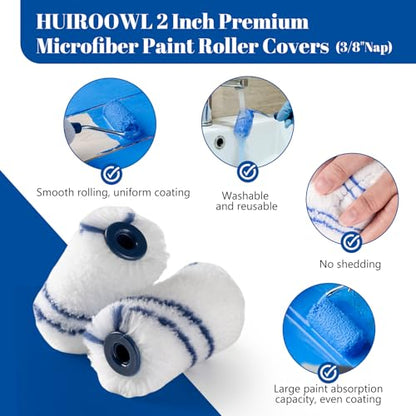 2 Inch Microfiber Paint Roller Covers, 3/8" Nap, 20 Pack - size: 2 Inch Paint Roller Kit, 20 Pack