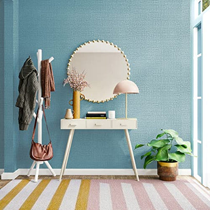 Teal Wallpaper Grasscloth Peel and Stick Wallpaper 17.7in x 393in - color: Teal, size: 17.7" x 393.7"