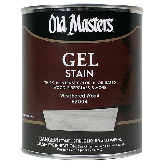 4-Pack of 1 qt Old Masters 82004 Weathered Wood Gel Stain Oil-Based Stain - color: Weathered Wood, size: 1 Quart (Single)