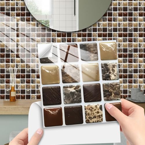 10 Sheets 10x10cm Peel and Stick Tile Sticker for Bathroom Fireplace Style1 - color: Style1