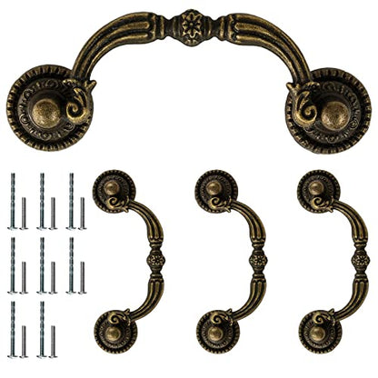 4 Pack 2.75" Hole Center Bail Pull Antique Bronze Drawer Handle - color: Antique Bronze, size: 2.75 Inch